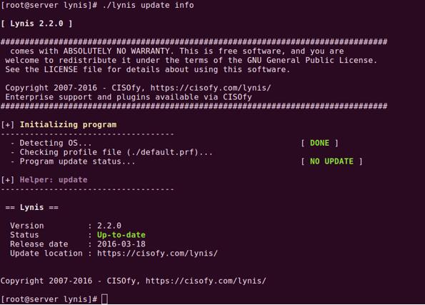 Lynis 2.2.0 ：面向Linux系统的安全审查和扫描工具