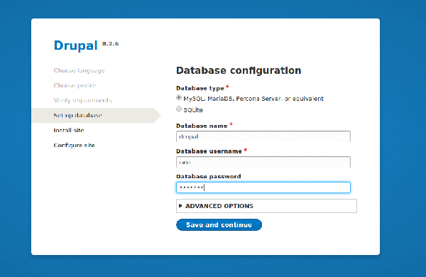 Drupal 数据库配置