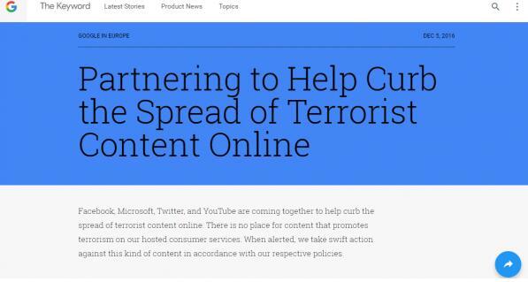 Google将联手三大巨头打击网络恐怖主义