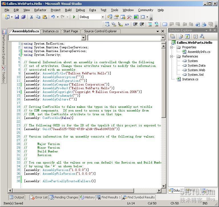 一步一步SharePoint 2007之二十三：编写一个最简单的WebPart(1)——创建工程