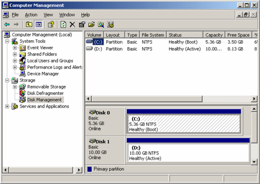 windows 2003系统，使用diskpart命令安全扩充分区容量。