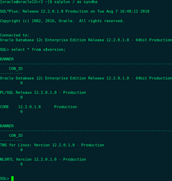 CentOS 7.4安装配置Oracle 12cR2 12.2.0.1.0 