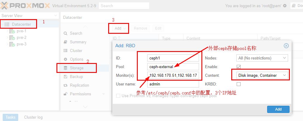 ProxmoxVE（V5.2） 之 使用外部ceph存储（luminous）_ProxmoxVE_09