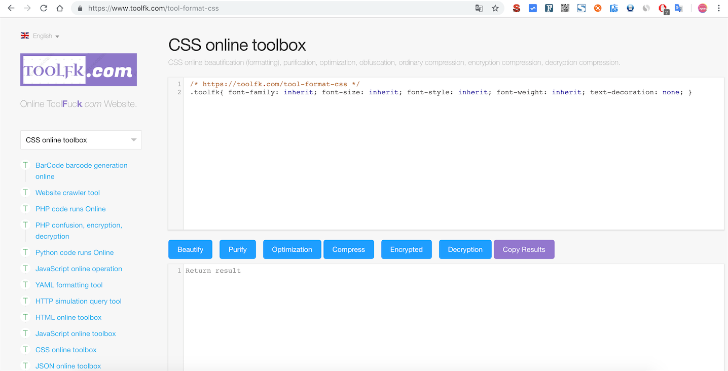 实现CSS在线美化(格式化)、压缩、加密、解密、混淆工具-toolfk程序员工具网