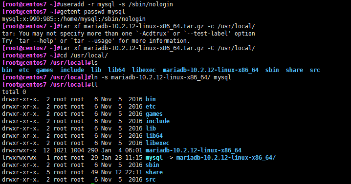 centos7.4二进制安装mysql