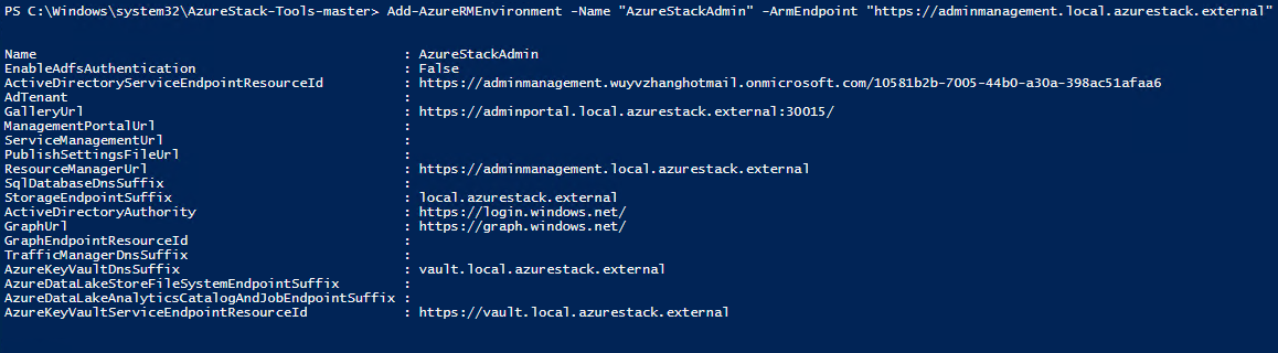 配置使用Powershell管理Azure Stack