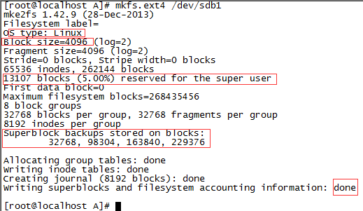 Linux磁盘分区之文件系统格式化