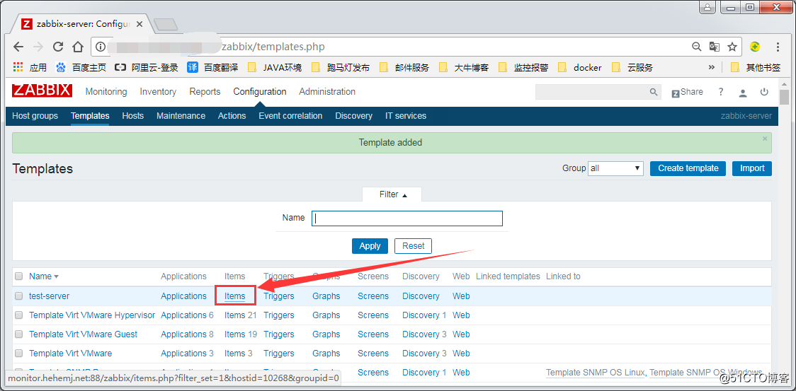 Zabbix monitoring --Zabbix create a template (templates) and monitoring item (item)