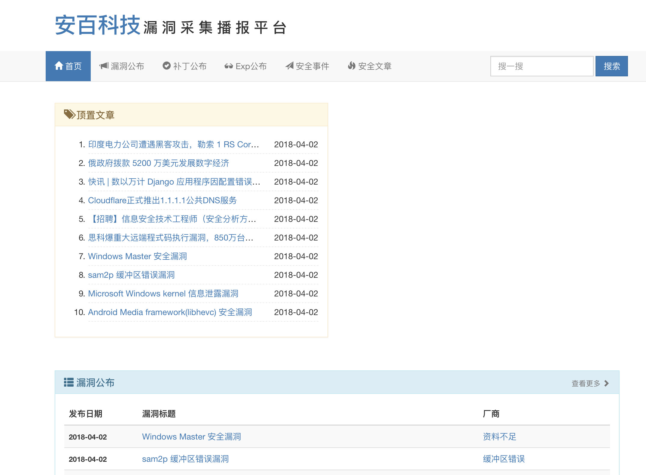 漏洞发布平台-安百科技