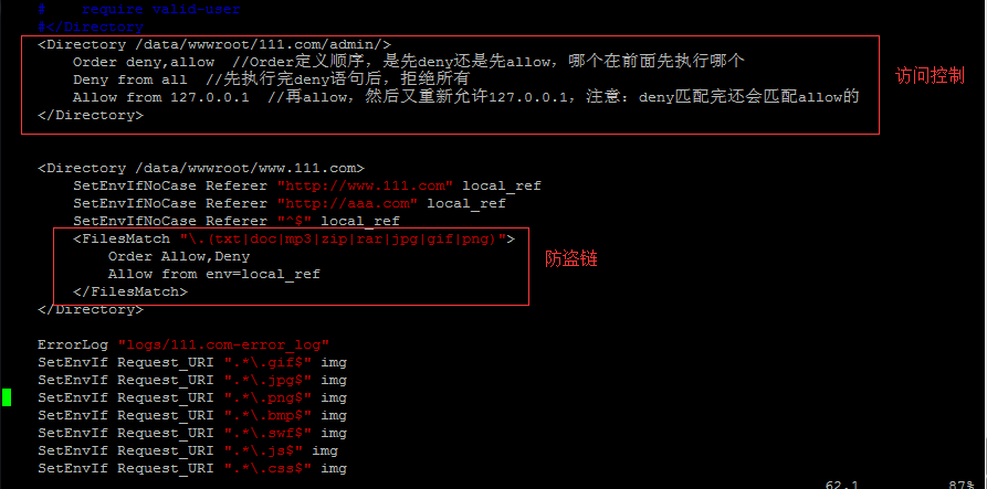 配置防盗链 访问控制Directory 访问控制FilesMatch