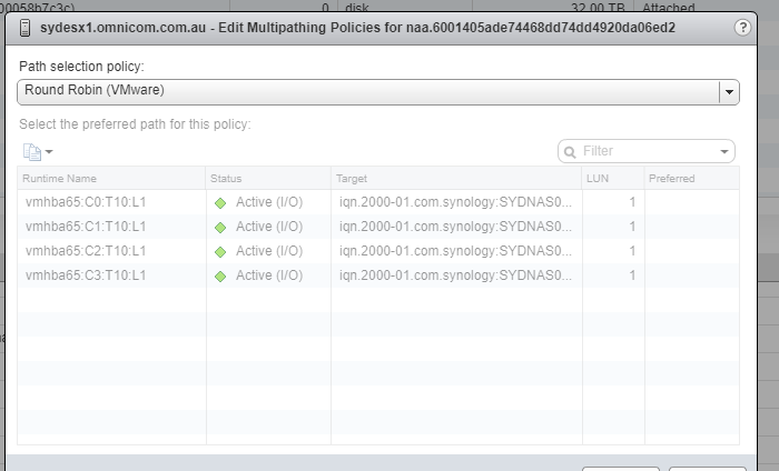 Synology NAS 存储系统多路径连接Vmware ESXi 6.5