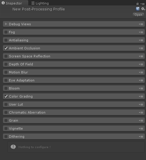 Unity post processing stack（v1版本）脚本控制