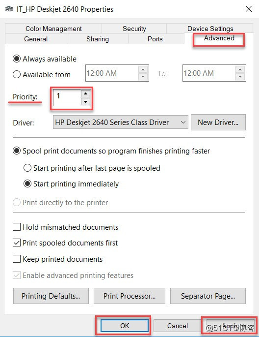 如何安装和配置打印服务器之三：设置打印机打印优先级别