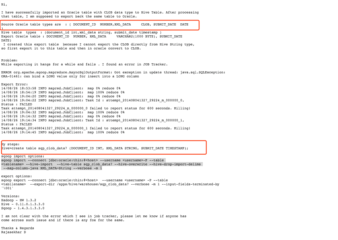 sqoop1.46从oracle导入clob字段到hive