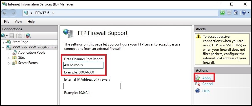 2008R2,2012R2修改IIS FTP 被动模式端口号