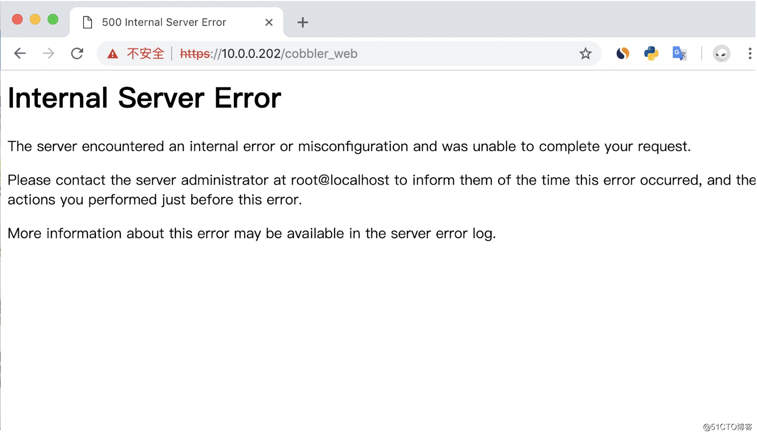 Cobbler 登入web介面提示報錯“Internal Server Error”