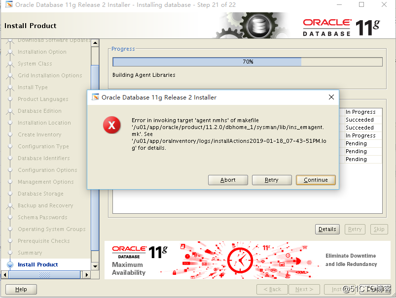 Centos7.5 安装oracle11g