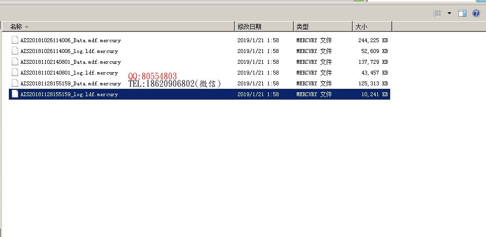 SQL Server数据库mdf文件中了勒索病毒 mercury。扩展名变为 mercury