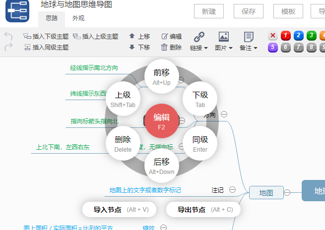 地球与地图思维导图绘制