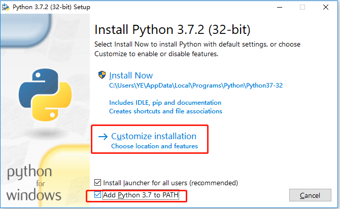 Win10 安装Python3.7