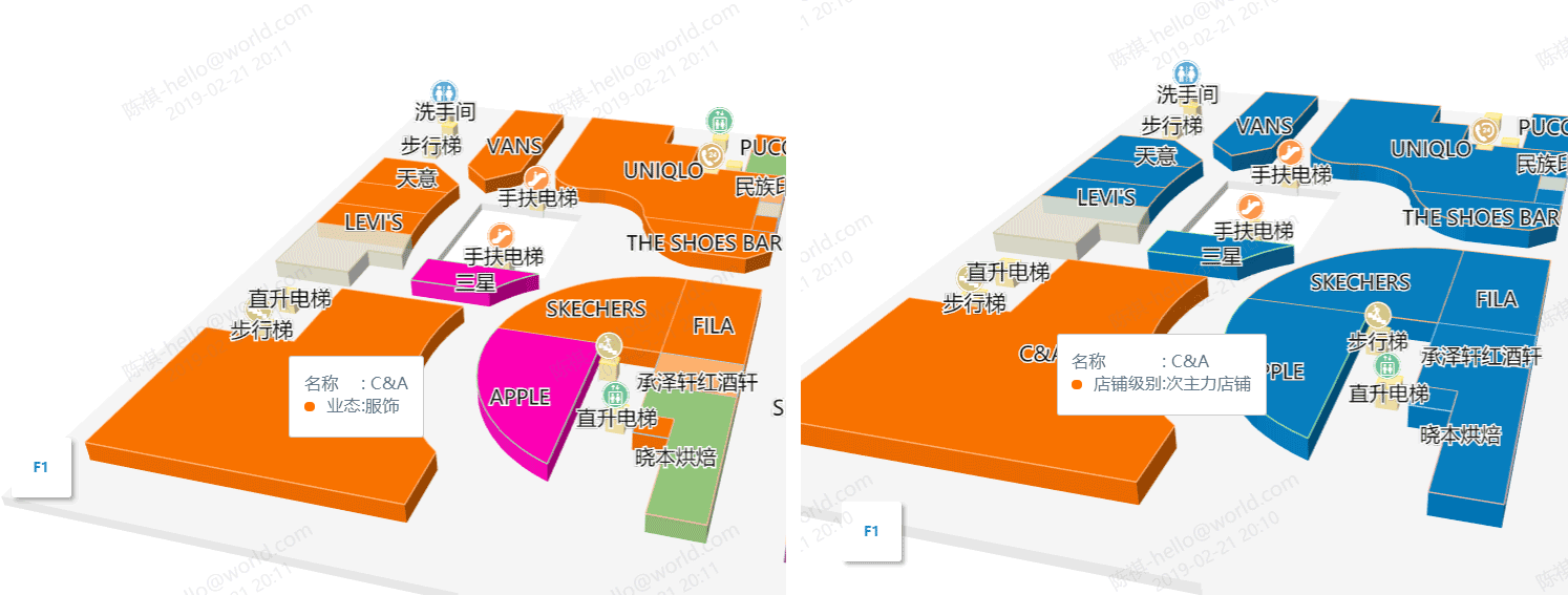 「室內地圖」數據可視化，一張“卡片”容納購物中心全局分析