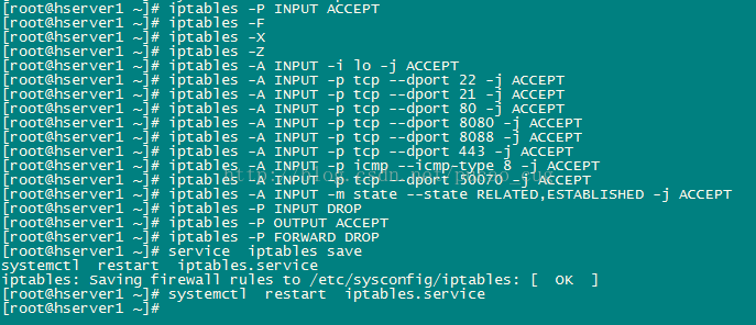 centOS 7.3 防火墙使用iptables