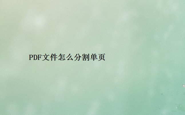 PDF文件怎么分割单页