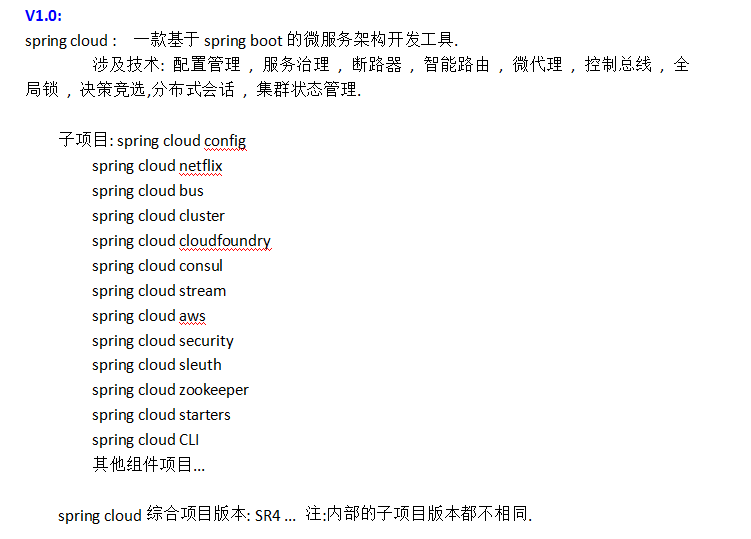 spring cloud 微服务的版本介绍与内部组件详解