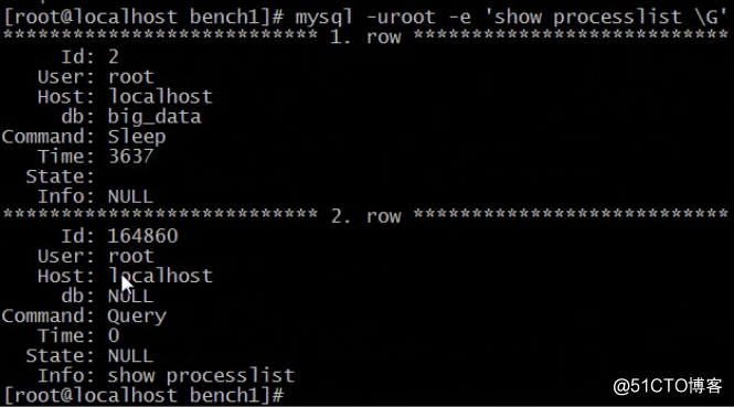 show processlist命令以及sysbench测试工具的使用