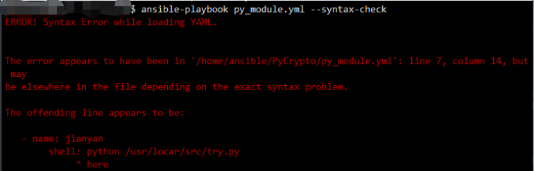 ansible-playbook ERROR! Syntax Error