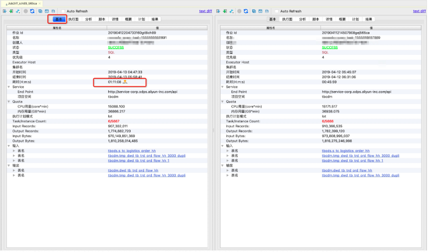 MaxCompute Studio使用心得系列7——作业对比