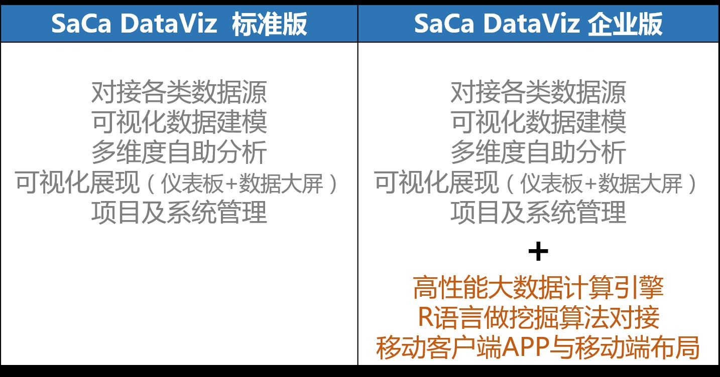 一文了解 SaCa DataViz 企业版和标准版的区别