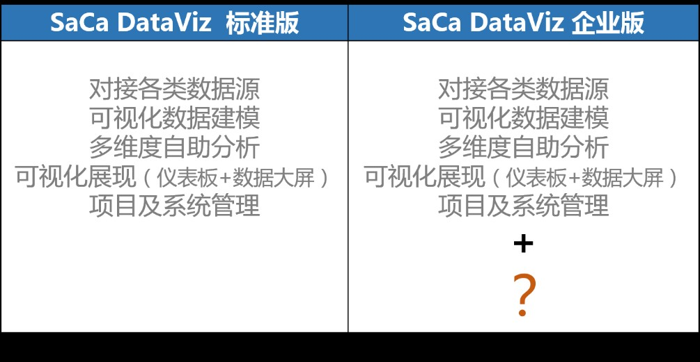 一文了解 SaCa DataViz 企业版和标准版的区别