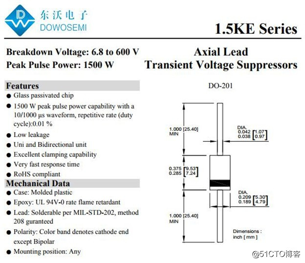 1.5KE6.8CA line TVS diodes, sensitive electronic equipment escort