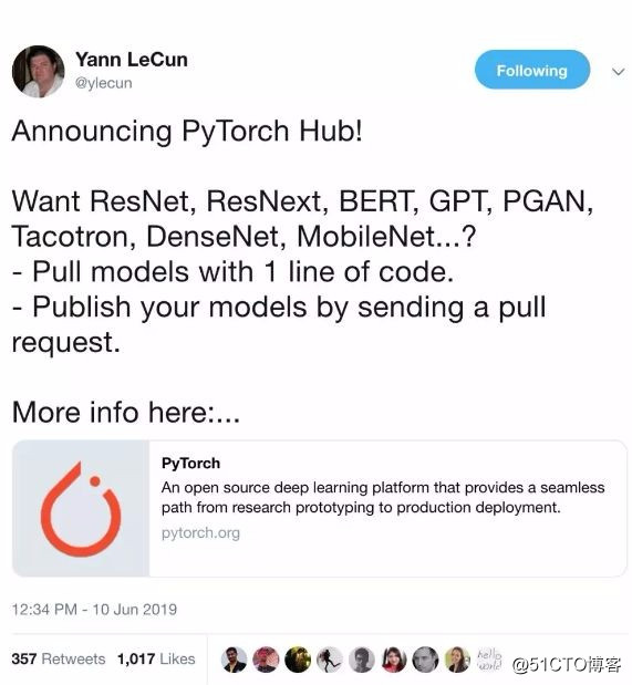 PyTorch好助手：PyTorch Hub一键复现各路模型
