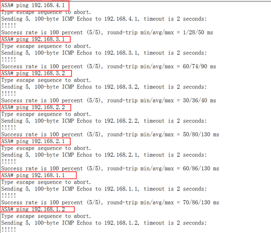 搭建基于OSPF、ASA的企业网络拓扑，典型三项外围网