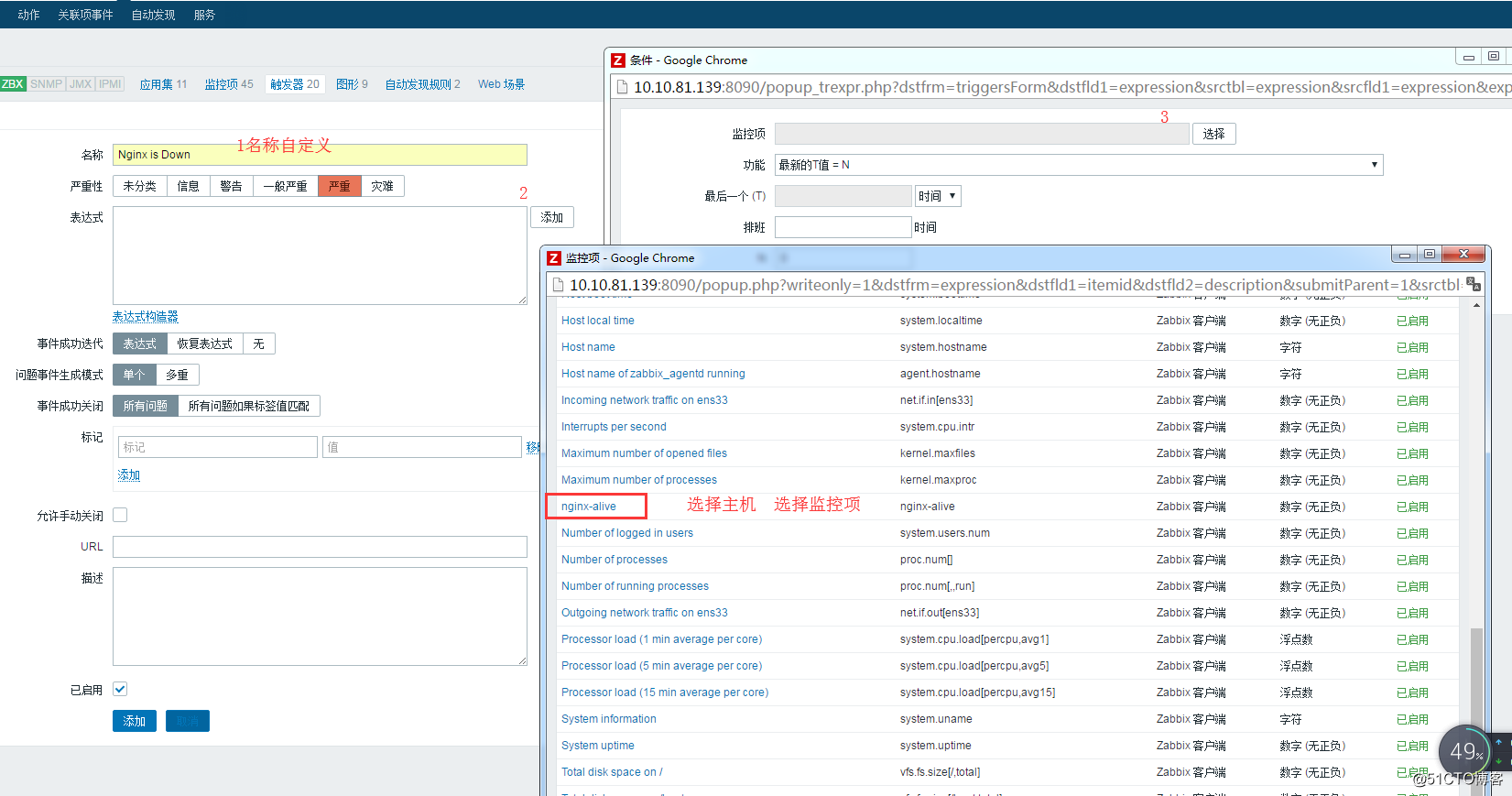 zabbix how to customize a monitoring term survival of the web site monitoring and alarm?
