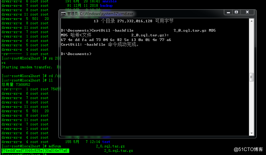 windows md5 and linux md5 compare