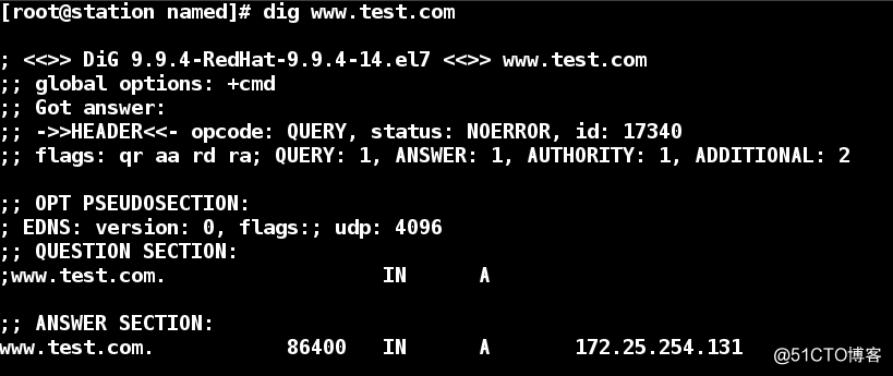 The primary DNS configuration from the synchronization linux