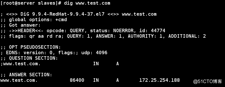 The primary DNS configuration from the synchronization linux