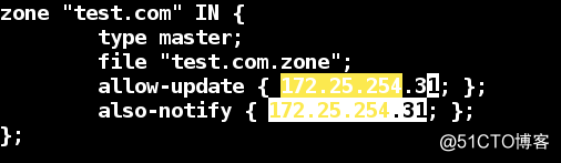 The primary DNS configuration from the synchronization linux