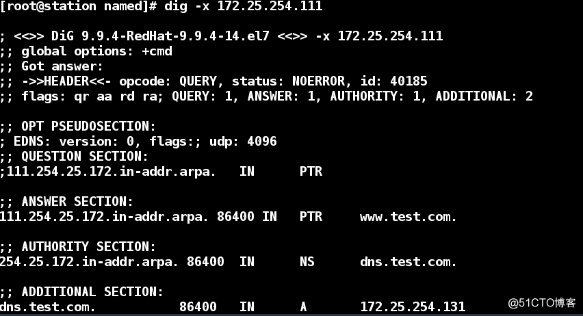 The primary DNS configuration from the synchronization linux