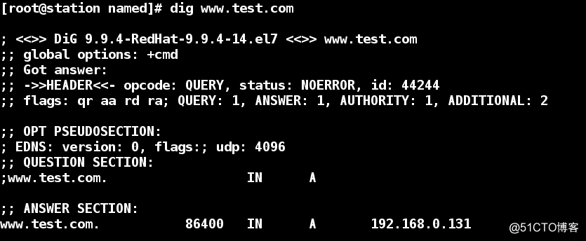 The primary DNS configuration from the synchronization linux