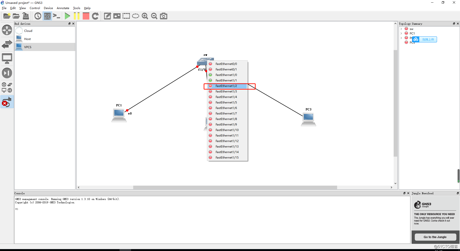 Experimental details of operation of the VLAN configuration