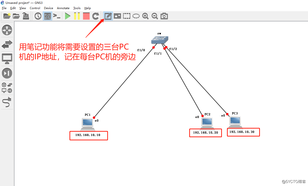 VLAN base (a) by a simple division VLAN GNS3 1.3.10