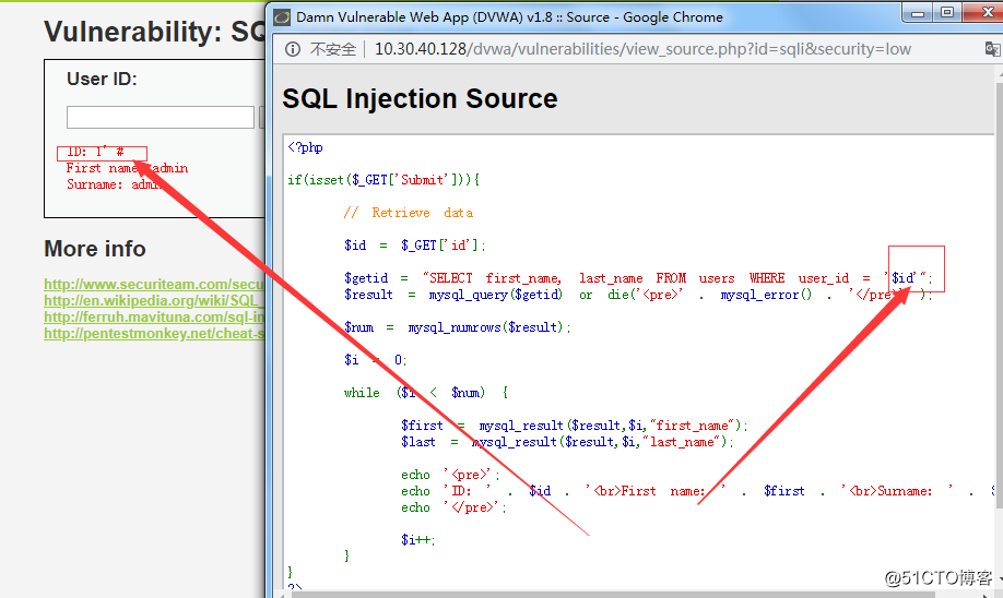 DVWA pro-test SQL injection vulnerability