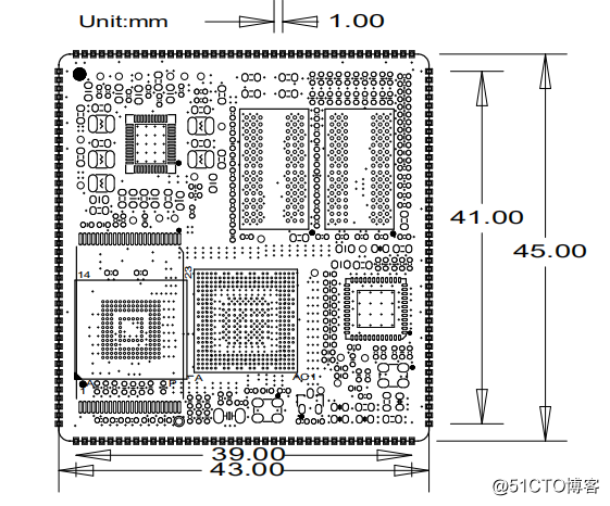 FIG mechanical structure of the core board STM32MP1