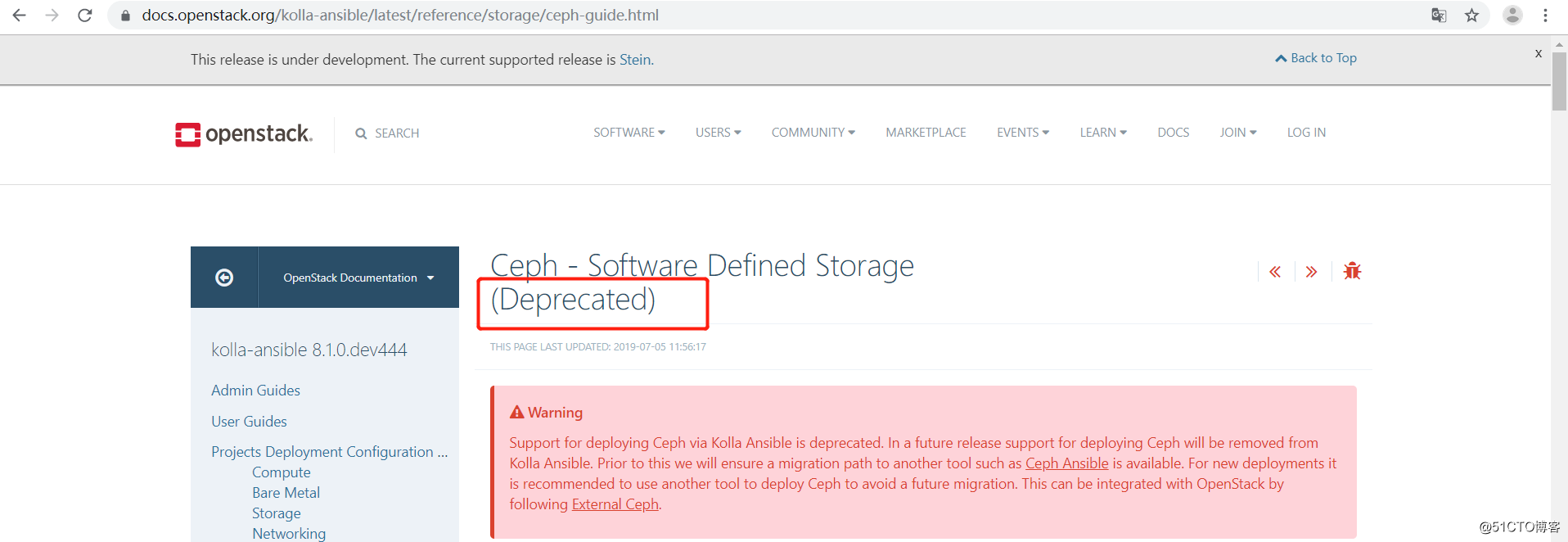 Stein Kolla deployment using the OpenStack version (including storage section Ceph)
