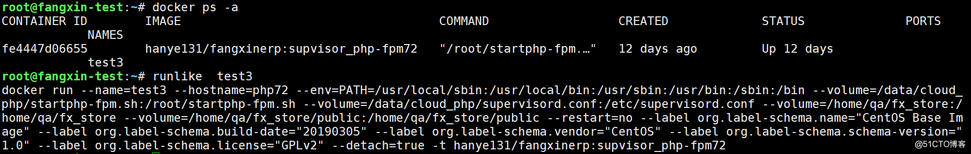 View docker run start command parameters