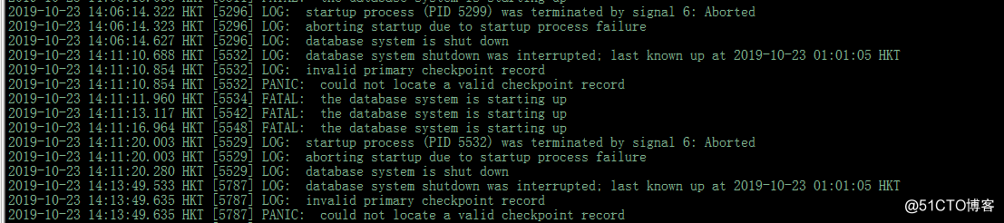 PANIC:  could not locate a valid checkpoint record